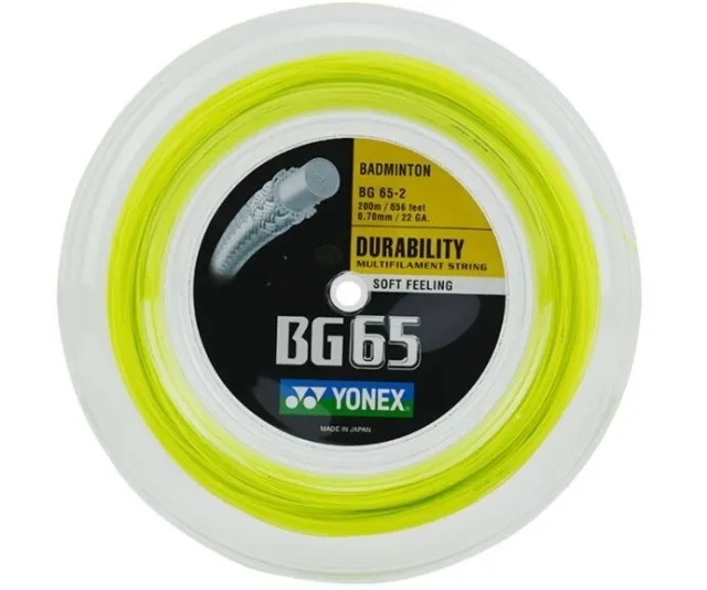 (0,62€/m) Yonex BG 65 Yellow 200 m Badmintonsaite