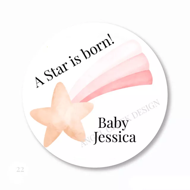Personalized Star is Born Girl Baby Shower Favors Stickers Labels Envelope Seals