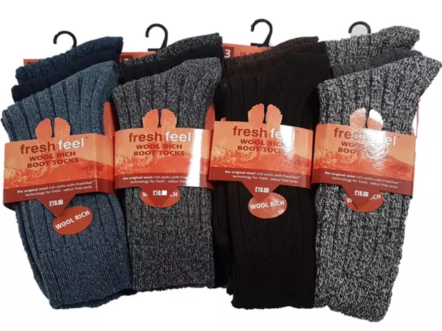 6 Pairs Mens Lambs Wool Socks Thermal Merino Winter Warm Hiking Work Boot UK6-11