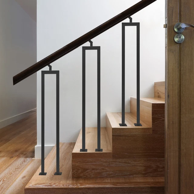 Balaustre Metálico Para Escalera - Hierro, Altura 85-110 Cm, Negro/Blanco/Dorado | Montaje Lateral, Interior/Exterior