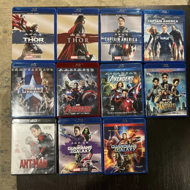 11 MARVEL Blu-Ray DVD Lot - Avengers, Thor, Guardians, Ant-man, Capt America, ++