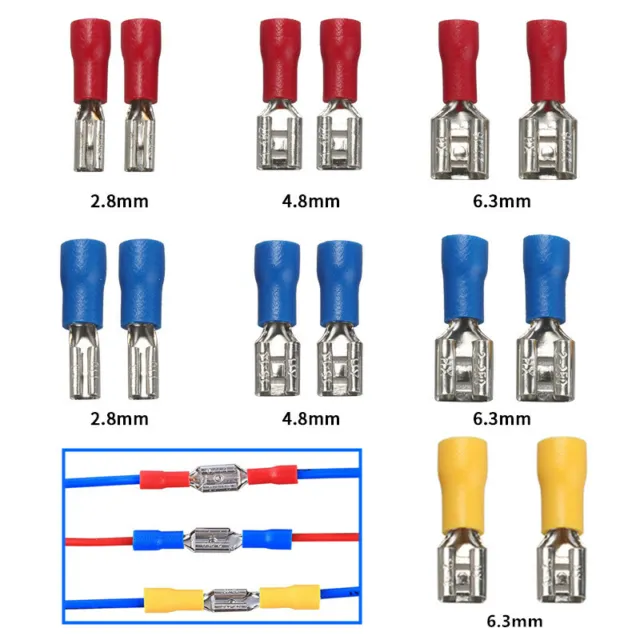 100/50pcs Female&Male Spade Insulated Connector Crimp Electrical Wire Terminal