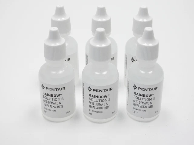 6pk Pentair R161185 Rainbow Solution 3 Acid Demand & Total Alkalinity Test Reage