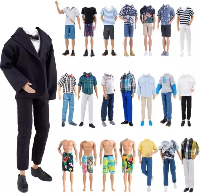 Doll Clothes Pack, Lot 10 Items Casual Outfit + 5 Pairs Shoes for 12" Boy Doll