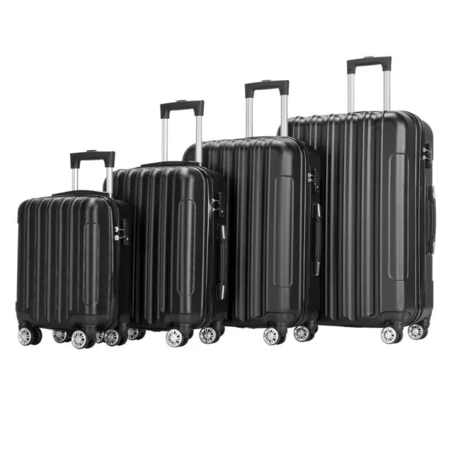 4 Piece Luggage Set Suitcase Spinner Hardshell Lightweight TSA Lock Black