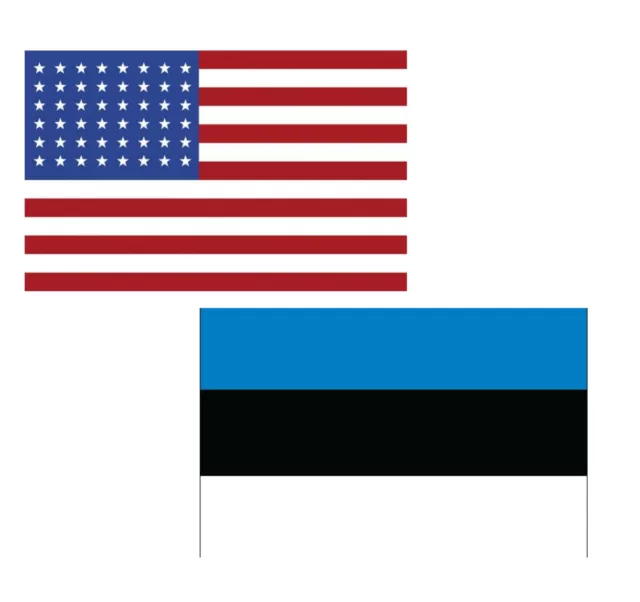 3'x5' Polyester USA & Estonia Flag Set; One Flag for Each Country