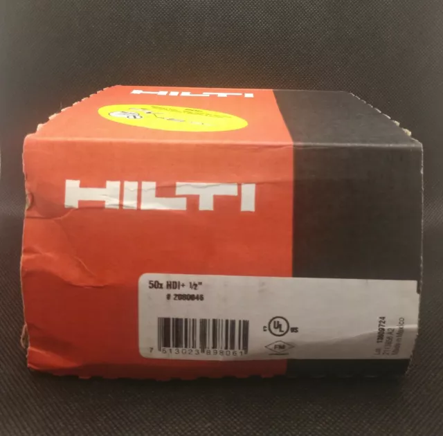 HILTI 2080046 (Box of 50) 2" x 1/2" Flush anchor Assy