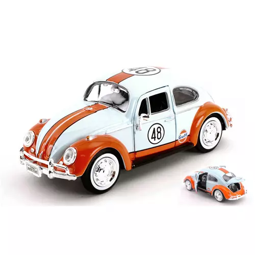 VW BEETLE 1966 N.48 "GULF" LIGHT BLUE/ORANGE 1:24 MotorMax Auto Stradali