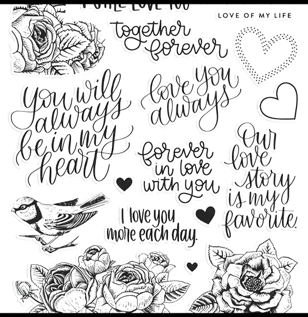 Birds Flowers  Sentiment New Silicon Transparent Stamp Seal Card Making