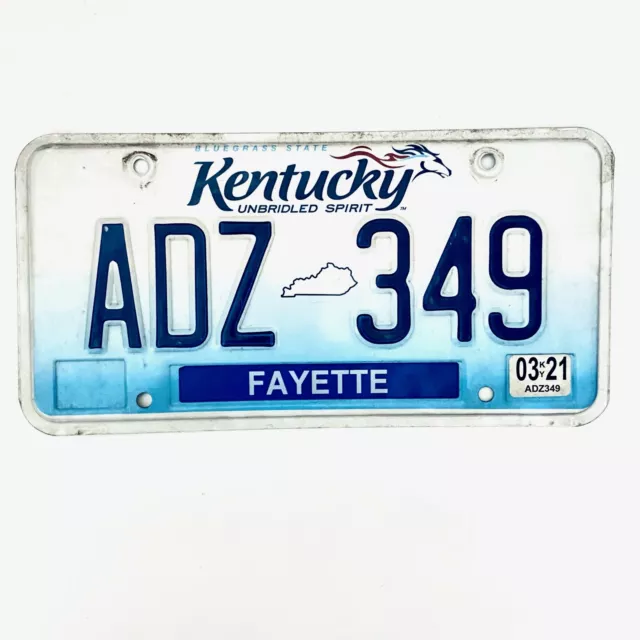 2021 United States Kentucky Fayette County Passenger License Plate ADZ 349