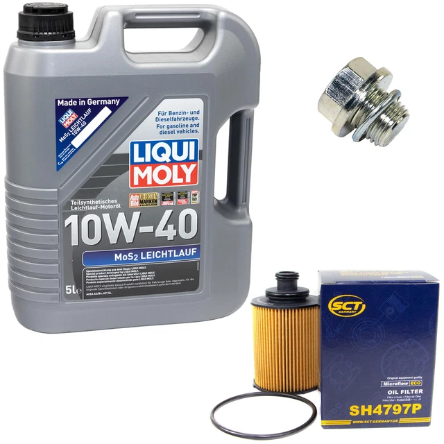 Motoröl Set 10W-40 5 Liter + Ölfilter SH 4797 P + schraube für Suzuki Wagon R+