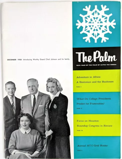 1958 Alpha Tau Omega ATO Palm Fraternity Magazine Chapter Reports Africa Vintage