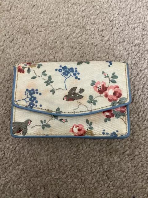 Cath Kidston Oilcloth Purse Card Holder Coin Purse Wallet Floral Birds Blue Cute