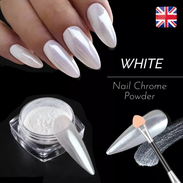 WHITE CHROME NAIL POWDER Diamond Ceramic Pigment Nails Art Crystal Shiny  Dust M4