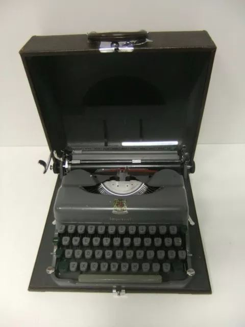 Máquina de escribir Imperial Good Companion década de 1930 gris vintage con estuche #H3
