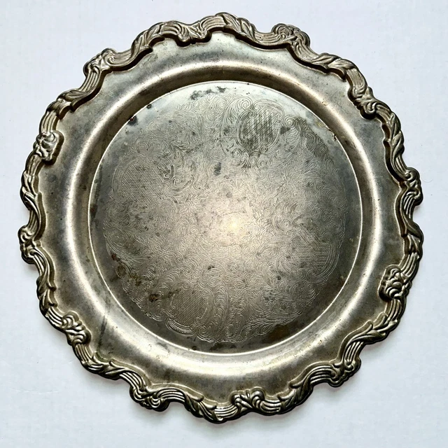 Silver plated Floral Pattern Engraved Serving Tray Dish