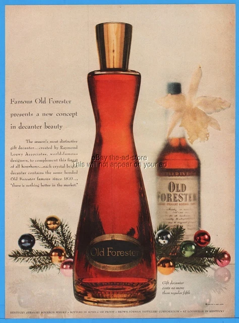1953 Old Forester Brown Forman Louisville KY Christmas Decanter Decorative Ad