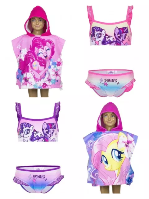 Costume da bagno bambina unicorno poncho bikini 3 4 6 8 anni bimba disney pony