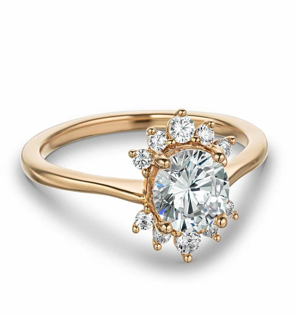 Natural Moissanite Round 6.00mm Vintage Inspired Rose Gold Plated Ring