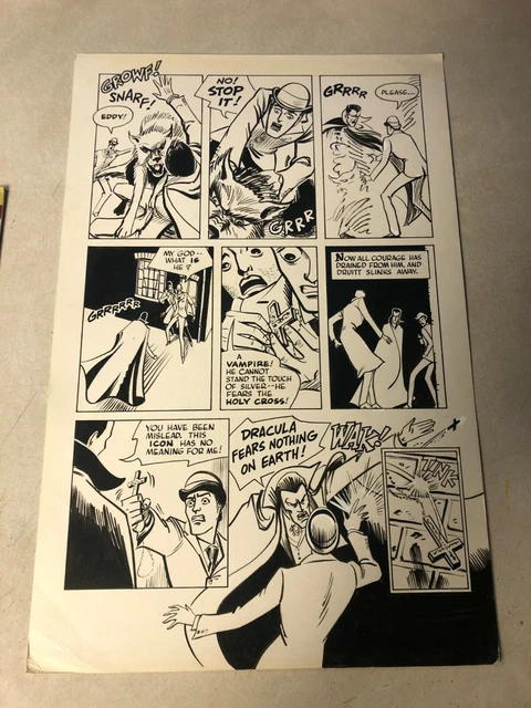 Blood of the Innocent #4 original art DRACULA FEARS NOT wolf SILVER CROSS RIPPER