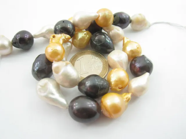 1 filo di perle australiane barocche mixcolor grezze di 13x10 mm a 18x12 mm