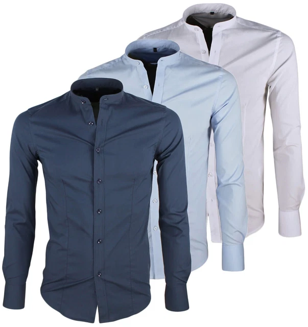Camicia uomo Slim Fit coreana elasticizzata cotone casual S M L XL XXL RDV