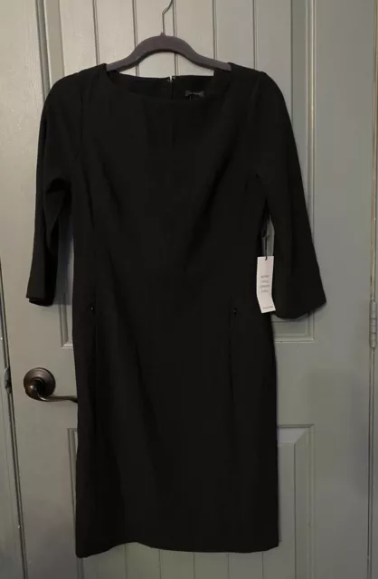 The Petite Boatneck Dress in Bi-Stretch Size 4 Black dress msrp $159