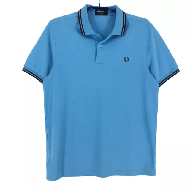 Fred Perry Hommes Slim Fit Col Polo Bleu T-Shirt Taille M