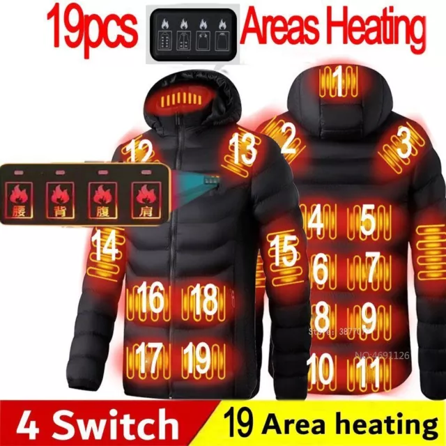 USB veste chauffante électrique 19 zones veste chauffante manteau chaud hommes