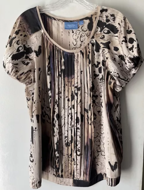 Simply Vera By Vera Wang Ladies Silk Abstract Bubble Sleeve Top/Blouse Size Xl