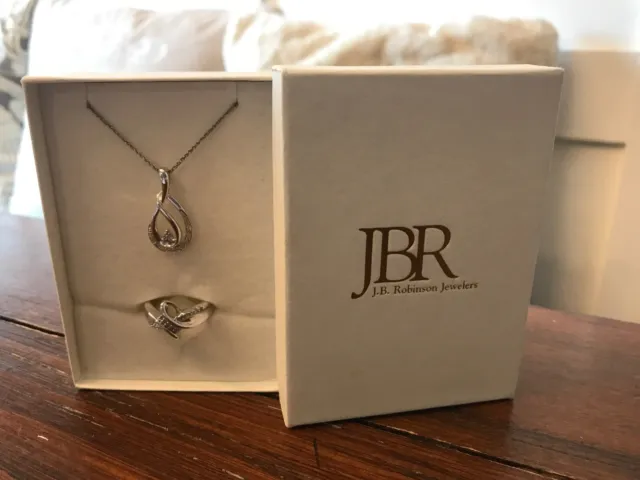 J.B. Robinson Jewelers Diamond Necklace & Ring Set New In Box!
