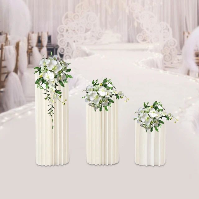 3 Pcs 15.7"+21.6"+31.5" Tall Wedding Centerpieces Cardboard Vase Flower Vases