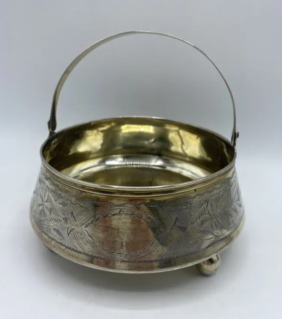 Russian  84  Silver,  875/1000,  Sugar Basket, Moscow 1896, Itska Lozinsky