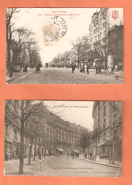 2 cpa Paris avenue des Gobelins all Paris red and rue de Caulaincourt - 6