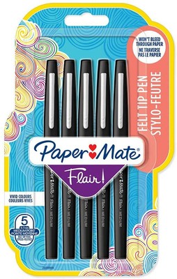 Papermate Flair Original Pochette da 4 Pennarelli da Scrittura Colori Classici Punta Larghezza 1.0mm. 