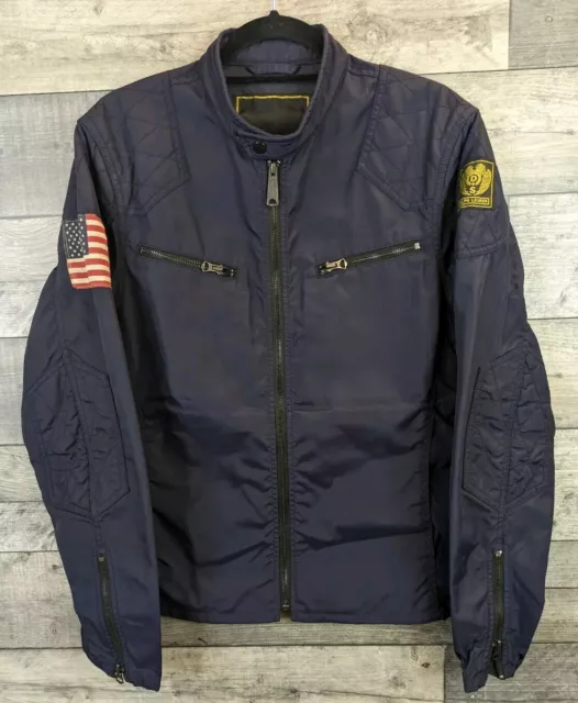 Denim & Supply Ralph Lauren Bomber Jacket Navy Mens Size Medium USA Biker Pilot