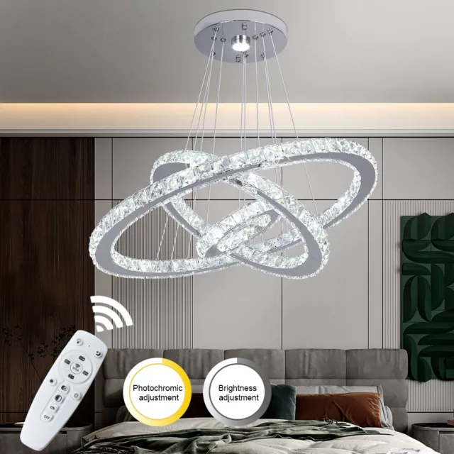 Modern Crystal Chandelier LED Pendant Lights Living Room Bedroom Ceiling Light