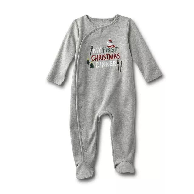 BOYS - sz 0-3M Little Wonders My 1st CHRISTMAS Infant Footed one piece Pajamas