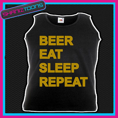Beer Eat Sleep Repeat Funny Pub Mens Drinking Holiday Adults Vest Top