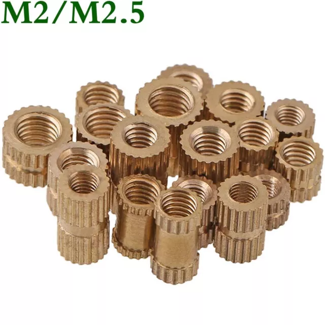M2 M2.5 Metric Solid Brass Knurled Nuts Threaded Round Insert Embedded Nuts