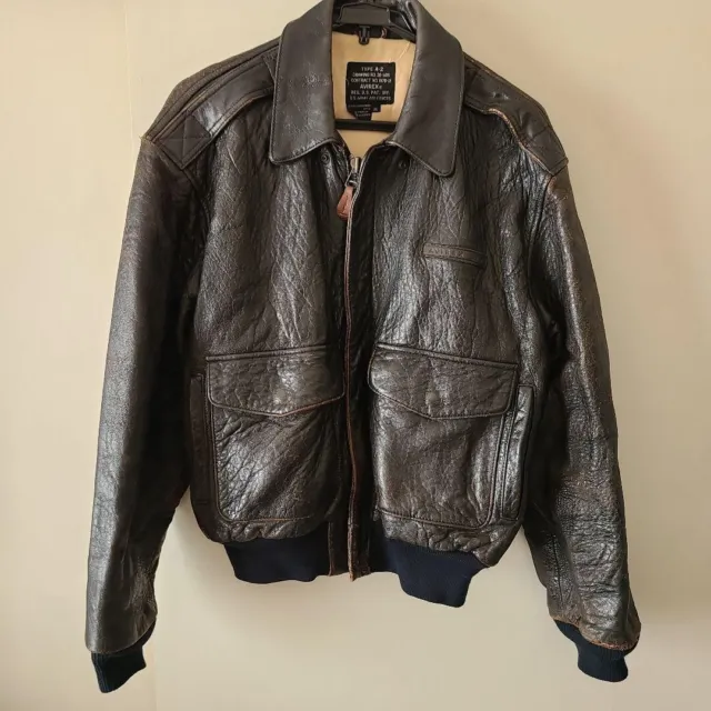 AVIREX A-2 Flight Jacket Genuine Leather Men Size M Dark Brown