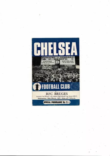 Chelsea v Bruges European Cup Winners Cup Football Programme 1970/71