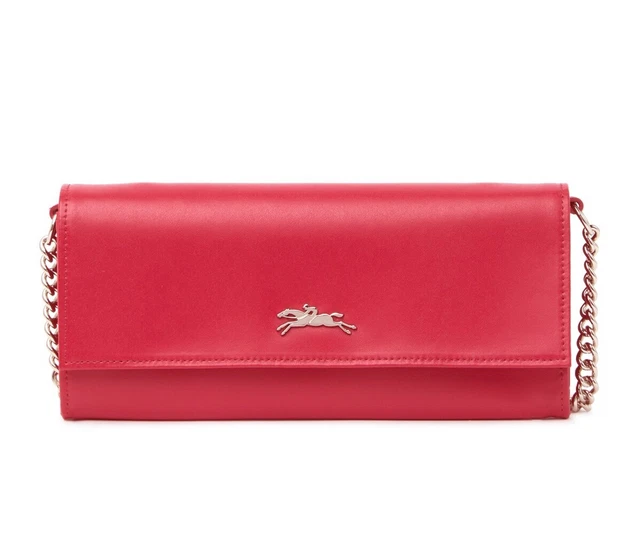 NWT LONGCHAMP Honore 404 WOC Wallet On a Chain RUBY RED Leather Crossbody Bag