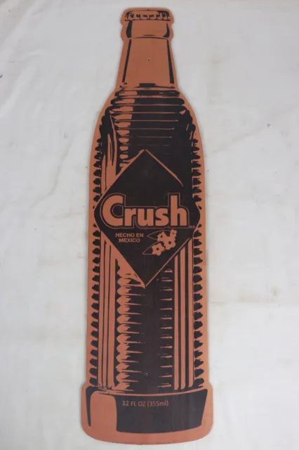 Crush Orange Soda Pop Plywood Sign Advertising Piece Bottle Shaped - 35" x 9.75"