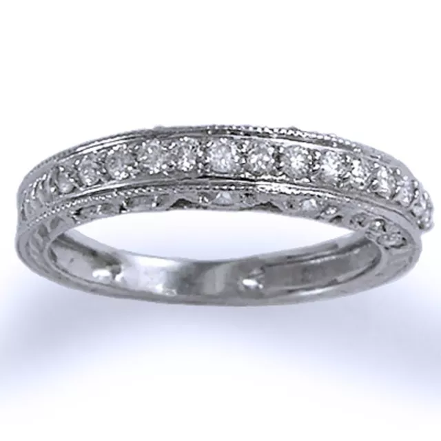 Pave-Set 0.50CWT Diamond Wedding Ring in Solid 14k White Gold G VS 2