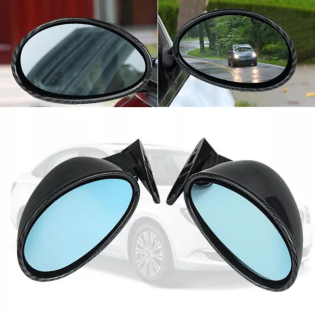 Pair F1 Racing Style Car Side Wing Rearview Mirror Universal Carbon Fiber Look