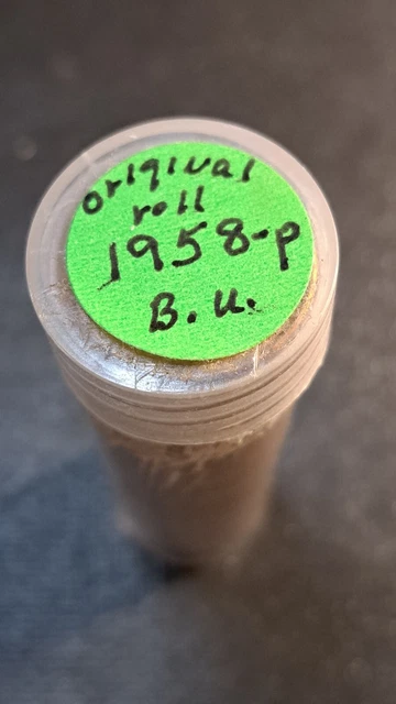 1958 Lincoln Wheat Cent Uncirculated BU Roll in Clear Round Tube