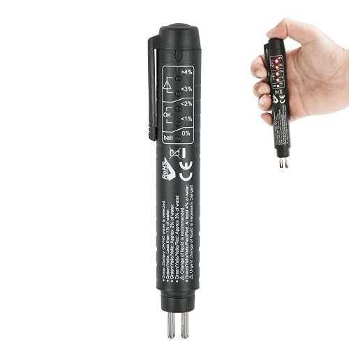 Brake Fluid Tester Pen with 5 LED Indicators - Calibrated for DOT3 DOT4 DOT5