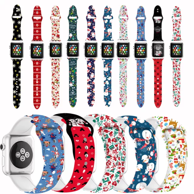 For iWatch Series 7 6 5 4 3 Christmas Bracelet Silicone Watch Bands Sport Straps