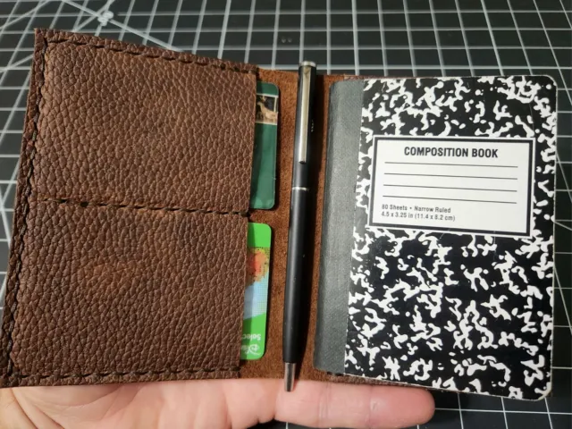 Leather Notepad, Card Holder, Wallet, Buffalo, Small Notepad, Refillable, Brown